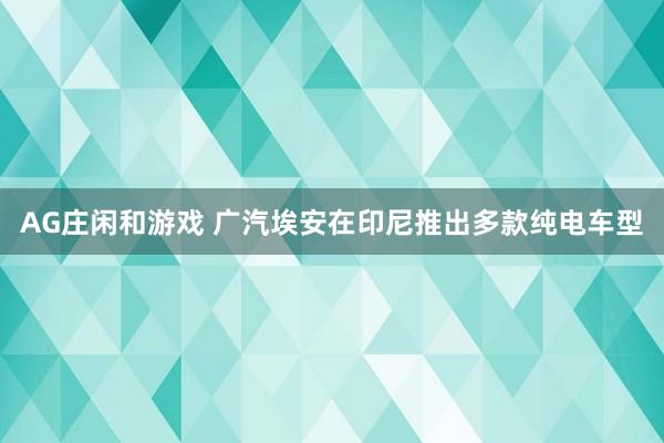 AG庄闲和游戏 广汽埃安在印尼推出多款纯电车型